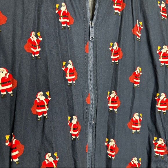 Denim & Flower Navy Full Zip  Jacket with Santa Print - Picture 2 of 4